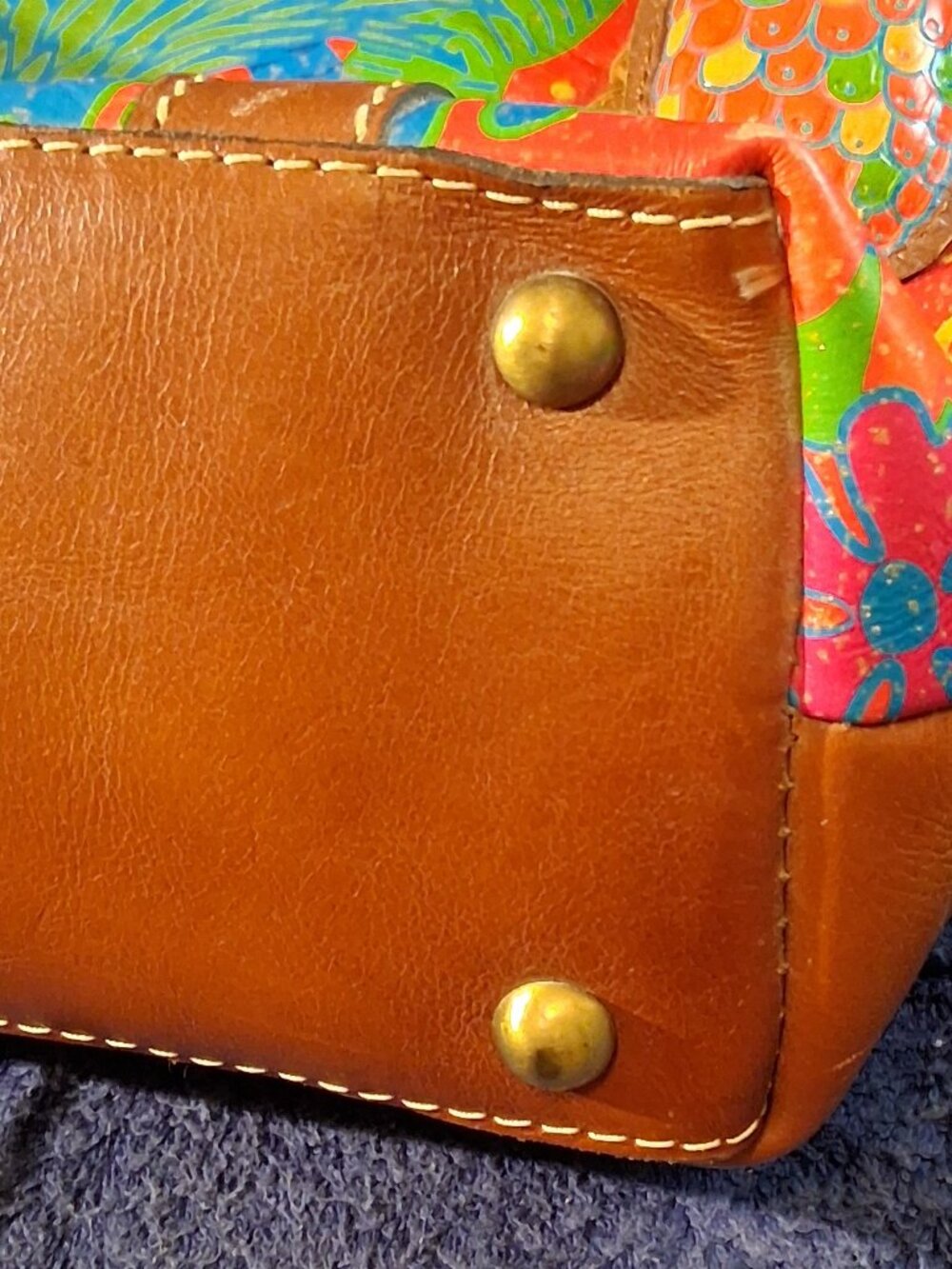 Patricia Nash Leather Poppy Tote Bag Tropical Dreams Pineapple Leather - Picture 9 of 16